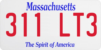 MA license plate 311LT3
