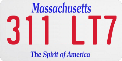 MA license plate 311LT7