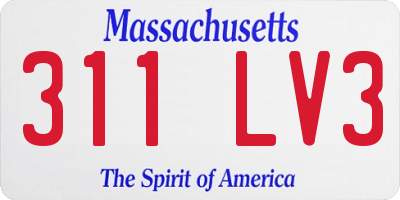 MA license plate 311LV3