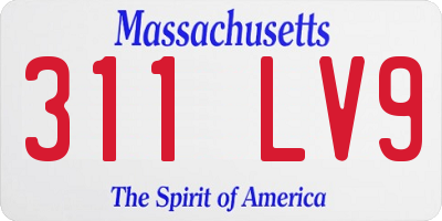 MA license plate 311LV9
