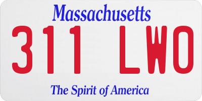 MA license plate 311LW0
