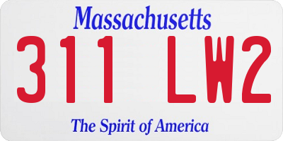 MA license plate 311LW2