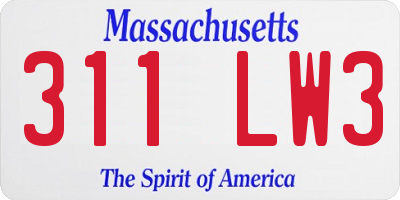 MA license plate 311LW3