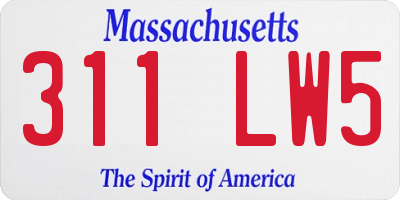 MA license plate 311LW5