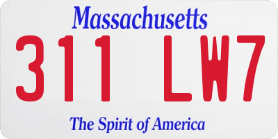 MA license plate 311LW7