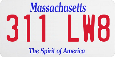 MA license plate 311LW8