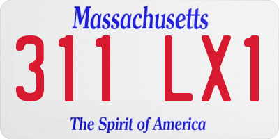 MA license plate 311LX1