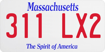 MA license plate 311LX2