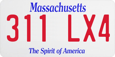 MA license plate 311LX4