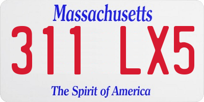 MA license plate 311LX5