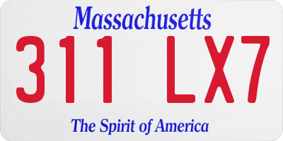MA license plate 311LX7