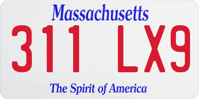 MA license plate 311LX9