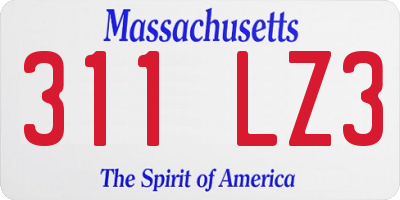 MA license plate 311LZ3