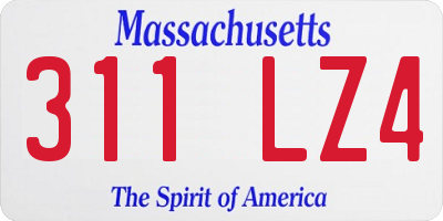 MA license plate 311LZ4