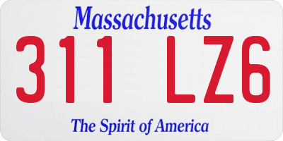MA license plate 311LZ6