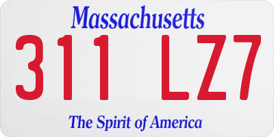 MA license plate 311LZ7