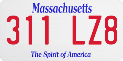 MA license plate 311LZ8