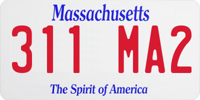MA license plate 311MA2