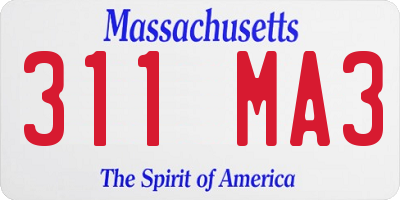 MA license plate 311MA3