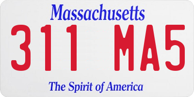 MA license plate 311MA5