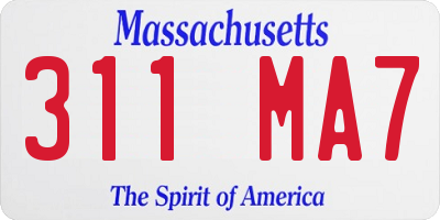 MA license plate 311MA7