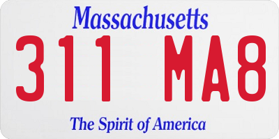 MA license plate 311MA8