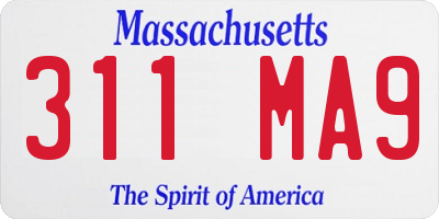 MA license plate 311MA9