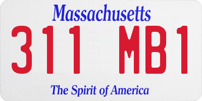MA license plate 311MB1