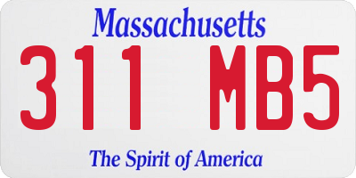 MA license plate 311MB5