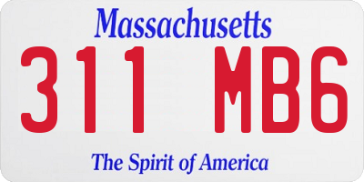 MA license plate 311MB6