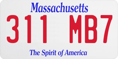 MA license plate 311MB7