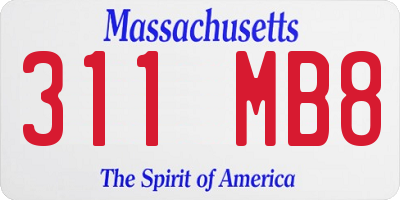 MA license plate 311MB8