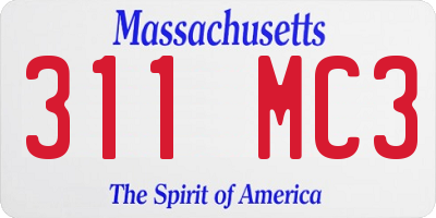 MA license plate 311MC3