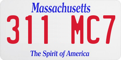 MA license plate 311MC7