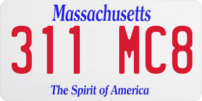 MA license plate 311MC8