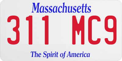 MA license plate 311MC9