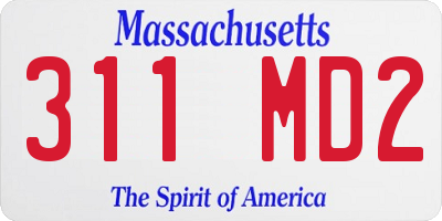 MA license plate 311MD2
