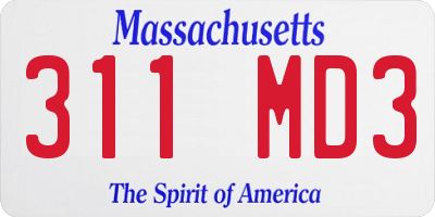 MA license plate 311MD3