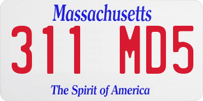 MA license plate 311MD5