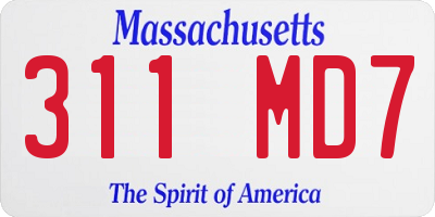 MA license plate 311MD7