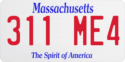 MA license plate 311ME4