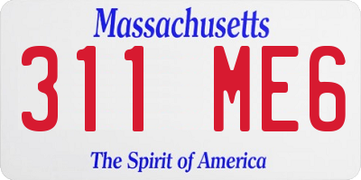 MA license plate 311ME6