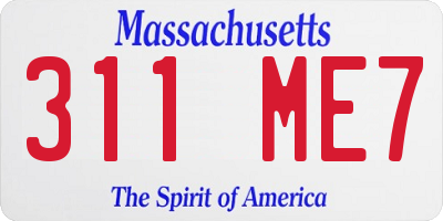 MA license plate 311ME7