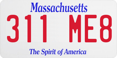 MA license plate 311ME8