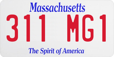 MA license plate 311MG1