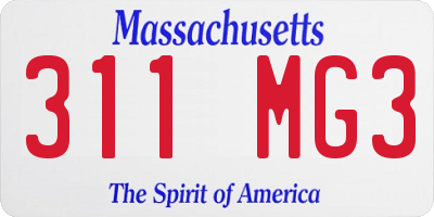 MA license plate 311MG3