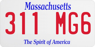 MA license plate 311MG6