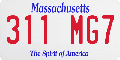 MA license plate 311MG7