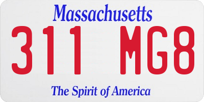 MA license plate 311MG8