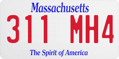 MA license plate 311MH4